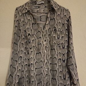 Express Snake Print Button-Up Blouse